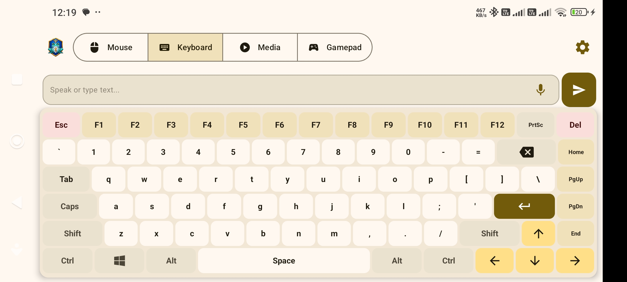 Full desktop layout keyboard in landscape